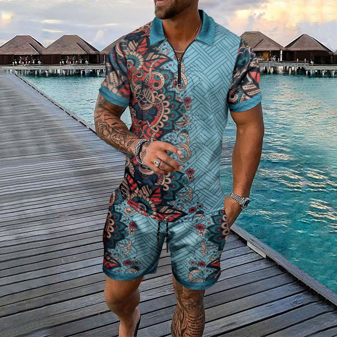 Herren Freizeit-Set mit modernem Druckdesign und praktischen Taschen Echoarchiv