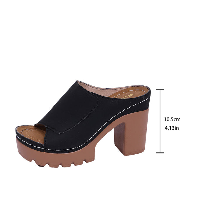 Damen Plateau-Mule mit grober Profilsohle, offener Zehenpartie und blockigem Absatz – Sorelia
