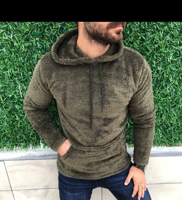 Herren Kuscheliger Fleece-Pullover mit praktischer Kängurutasche und Kapuze Echoarchiv