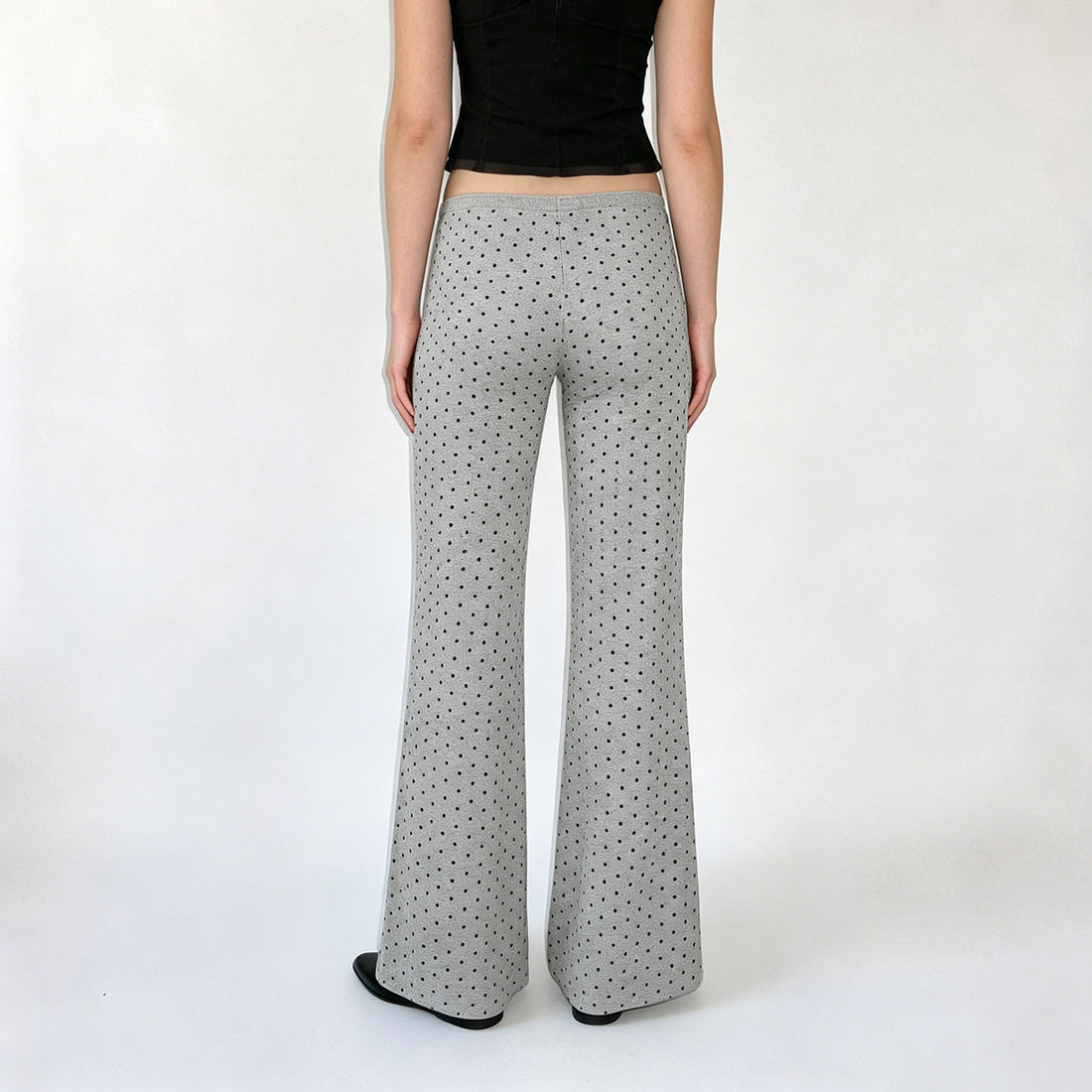 Damen Weite Lounge‑Hose mit Tunnelzug, hoher Taille und Polka‑Dot Struktur – Avélisse