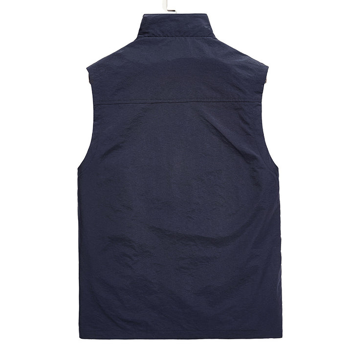 Herren Leichte atmungsaktive Outdoor-Utility-Weste mit Stehkragen, Reißverschlusstaschen und Mesh-Innenfutter Echoarchiv