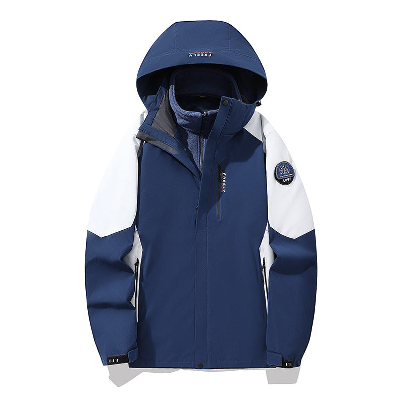 Herren nicht wasserdichte dreiteilige Winterjacke mit abnehmbarem Kapuze und Fleece-Innenjacke – Marzano
