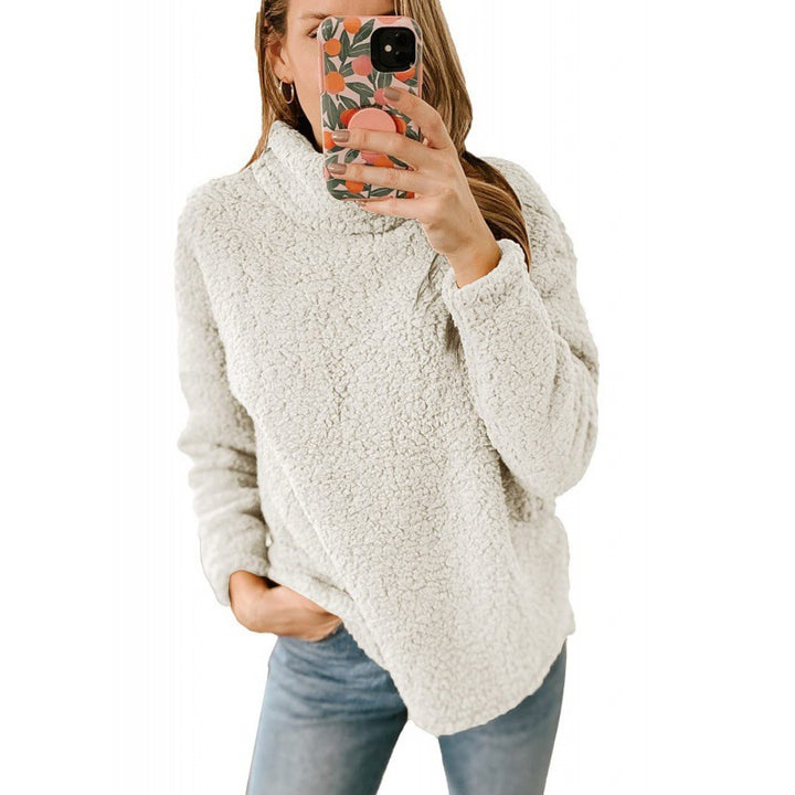 Damen Kuscheliger Oversize‑Teddy‑Pullover mit Stehkragen und gerundetem Saum Echo Archiv