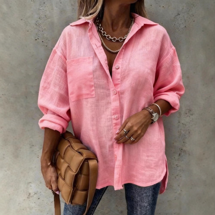 Damen Leichte und lässige Bluse mit Brusttasche Echo Archiv