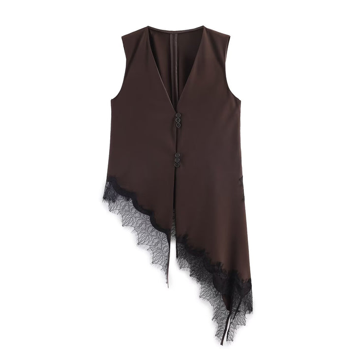 Damen asymmetrische Weste mit eleganter Spitze Echo Archiv