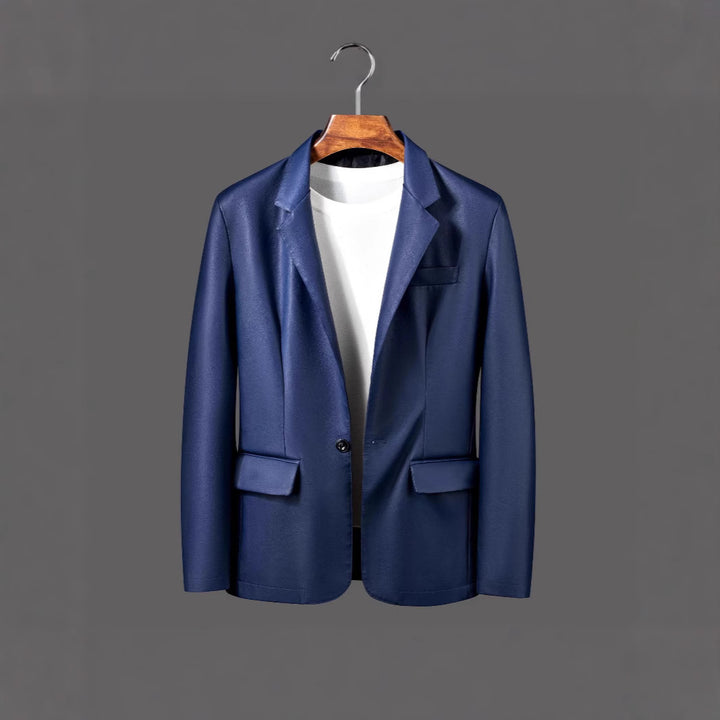 Herren Einreihiger Blazer aus Lederimitat mit Notch-Revers und Pattentaschen Echo Archiv
