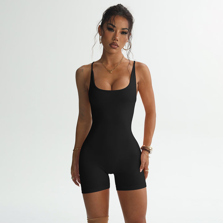 Damen Bodycon Jumpsuit mit verstellbaren Trägern und hohem Schnitt Echo Archiv