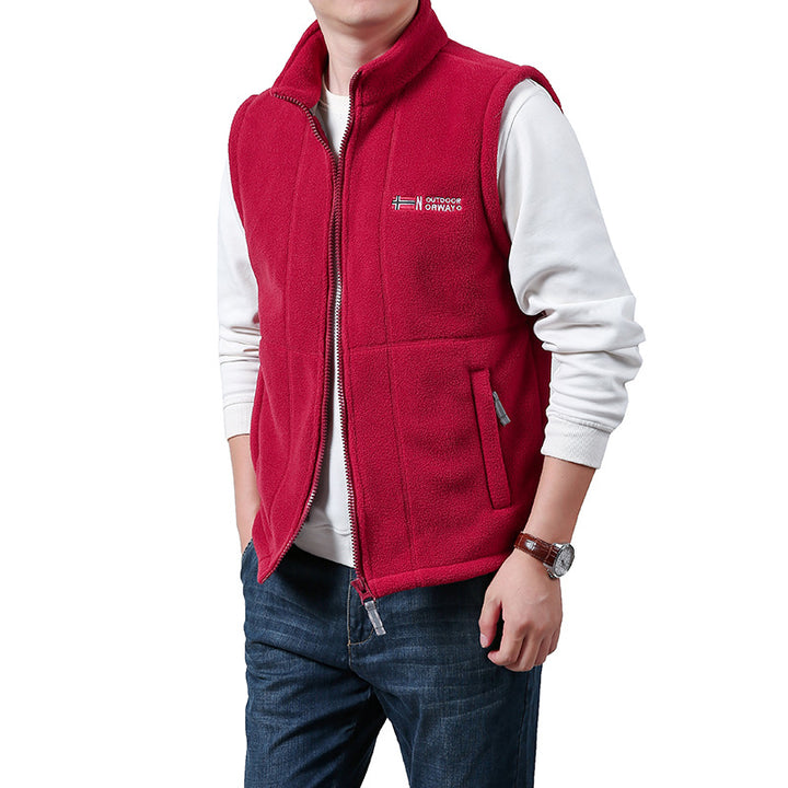 Herren Warme Fleece-Outdoorweste mit durchgehendem Reißverschluss und Stehkragen Echoarchiv