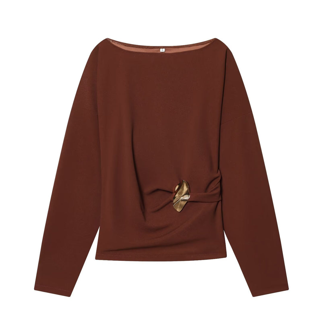 Damen Zweiteiliges Loungewear-Set mit gedrehtem Saumdetail und weiter Highwaist-Hose Echo Archiv