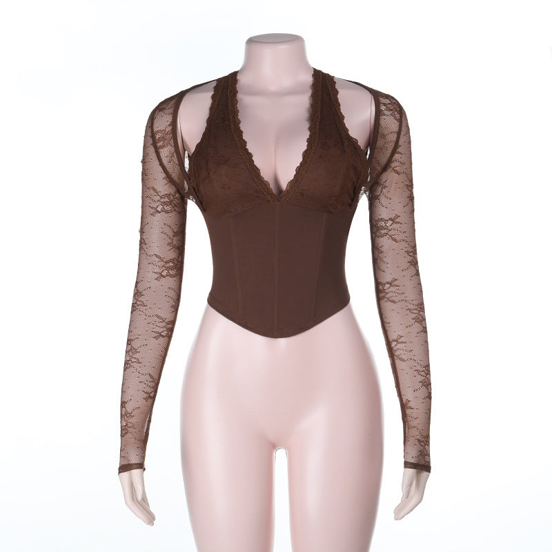 Damen Spitzen-Bodysuit mit figurformendem Design Echo Archiv