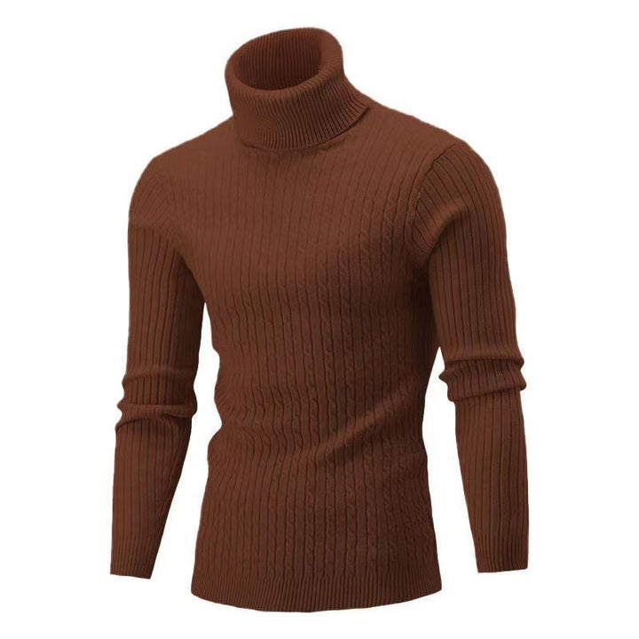 Herren Strickpullover mit modernem Rippmuster und hohem Kragen Echoarchiv