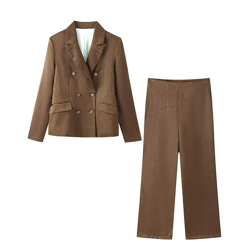 Damen zweireihiger taillierter Blazer mit Reverskragen und Pattentaschen – Valéne