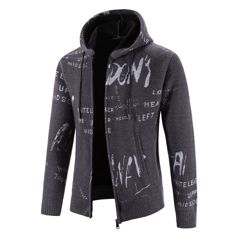 Herren Kapuzenjacke mit grafischem Print und hochelastischen Eigenschaften Echoarchiv