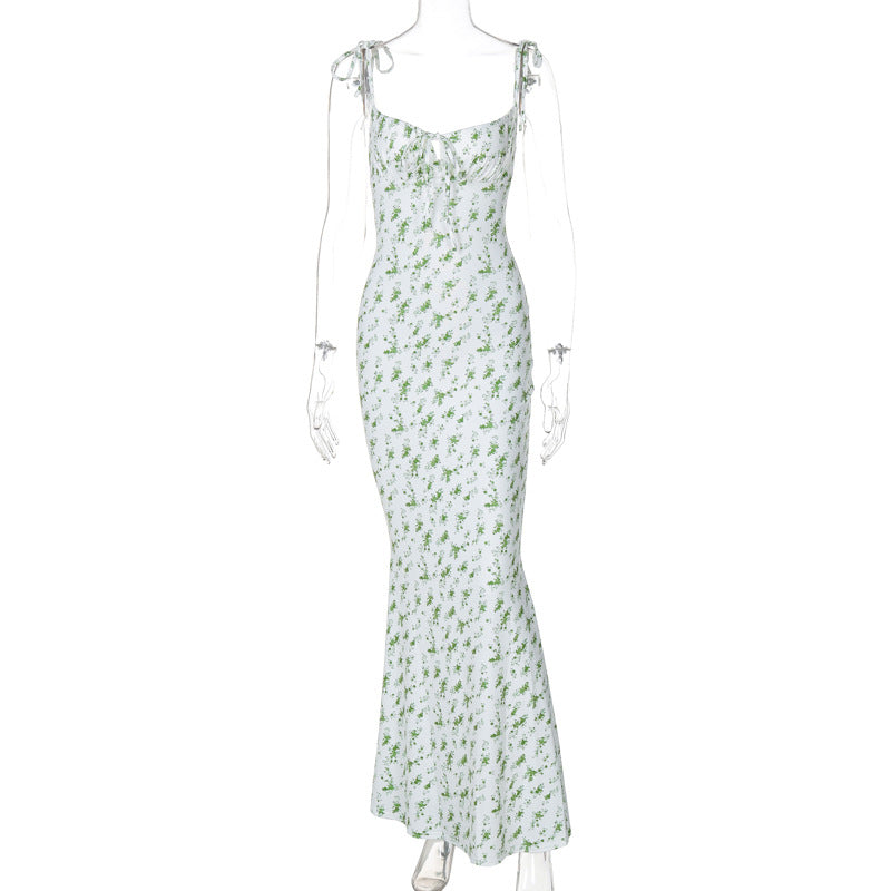 Damen Bodenlanges Kleid mit floralem Muster und verstellbaren Trägern Echo Archiv