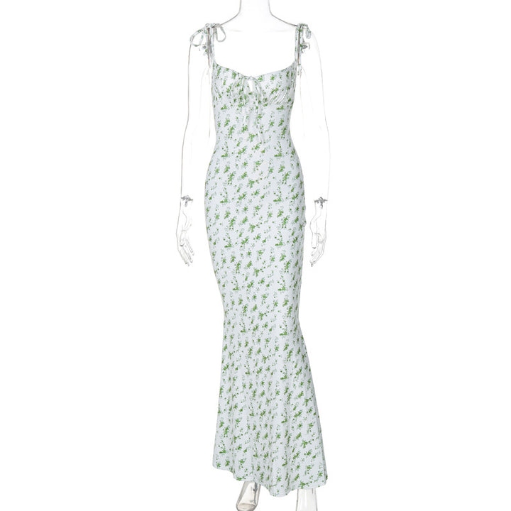Damen Bodenlanges Kleid mit floralem Muster und verstellbaren Trägern Echo Archiv