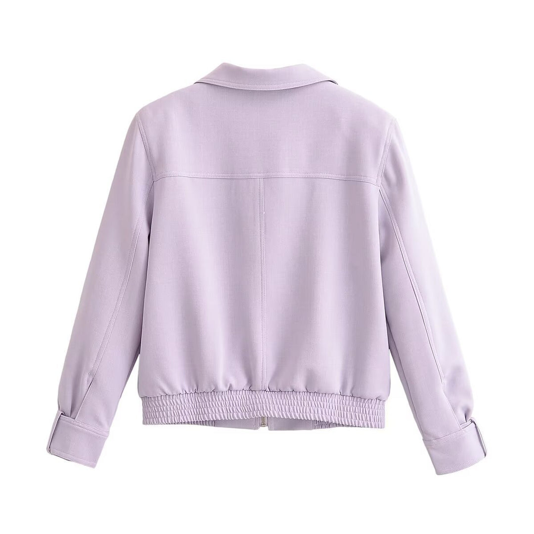 Damen Zweiteiliges Neopren‑Optik Freizeitset mit Cropped‑Blouson und High‑Waist‑Hose Echo Archiv