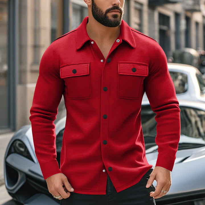 Herren modische Langarmjacke mit praktischen Brusttaschen und stylishen Knopfdetails Echoarchiv