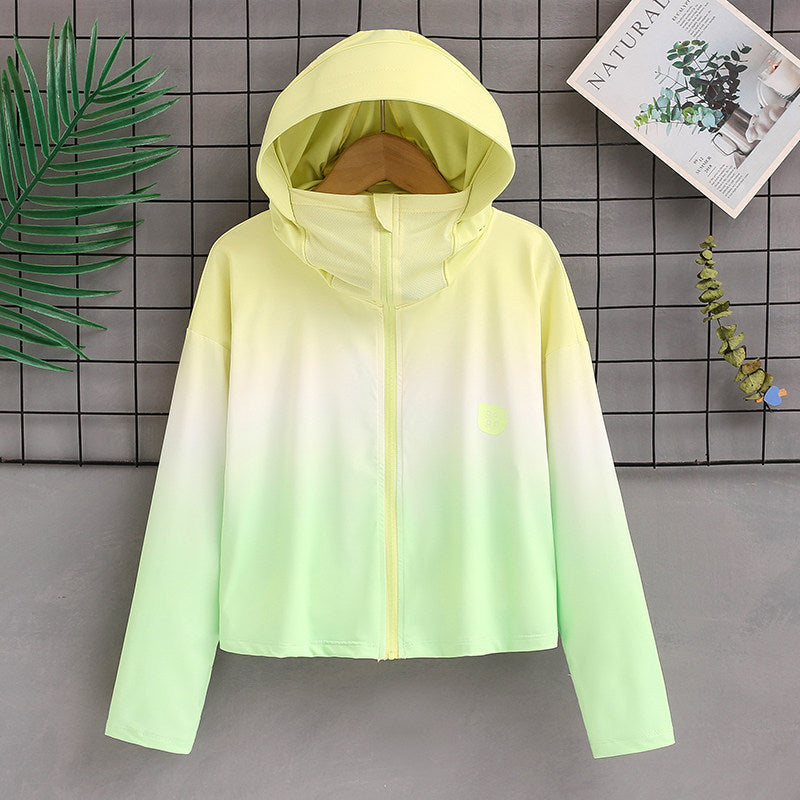 Damen nan ultraleichte Sonnenschutz-Hoodie mit Ombre-Verlauf und kurzem Schnitt Echo Archiv