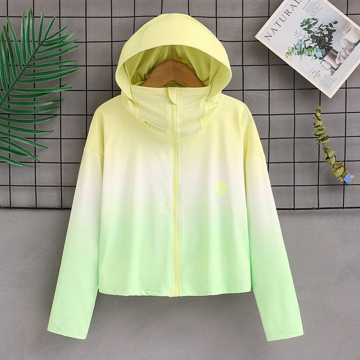 Damen nan ultraleichte Sonnenschutz-Hoodie mit Ombre-Verlauf und kurzem Schnitt Echo Archiv
