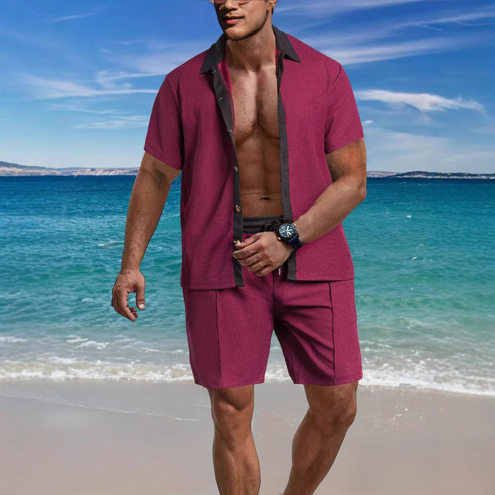Herren Freizeit Kurzarmhemd und Shorts Set Echoarchiv