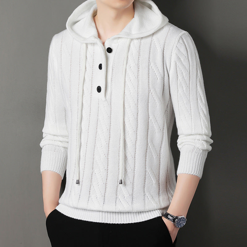 Herren Kapuzenpullover mit strukturierter Strickoptik Echoarchiv