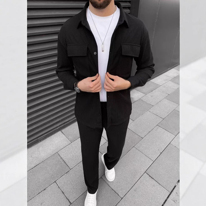 Herren Eleganter und bequemer Zweiteiler mit Struktur Echoarchiv