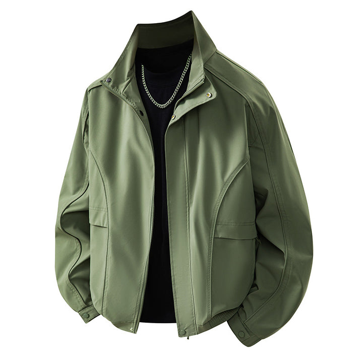 Herren leichte Übergangsjacke mit ergonomischen Schnittlinien, Stehkragen und verdecktem Reißverschluss – Brevano