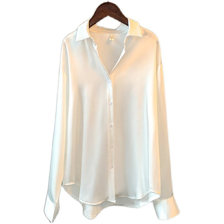 Damen Elegante Bluse aus feinem Satin mit Rüschendetails Echoarchiv