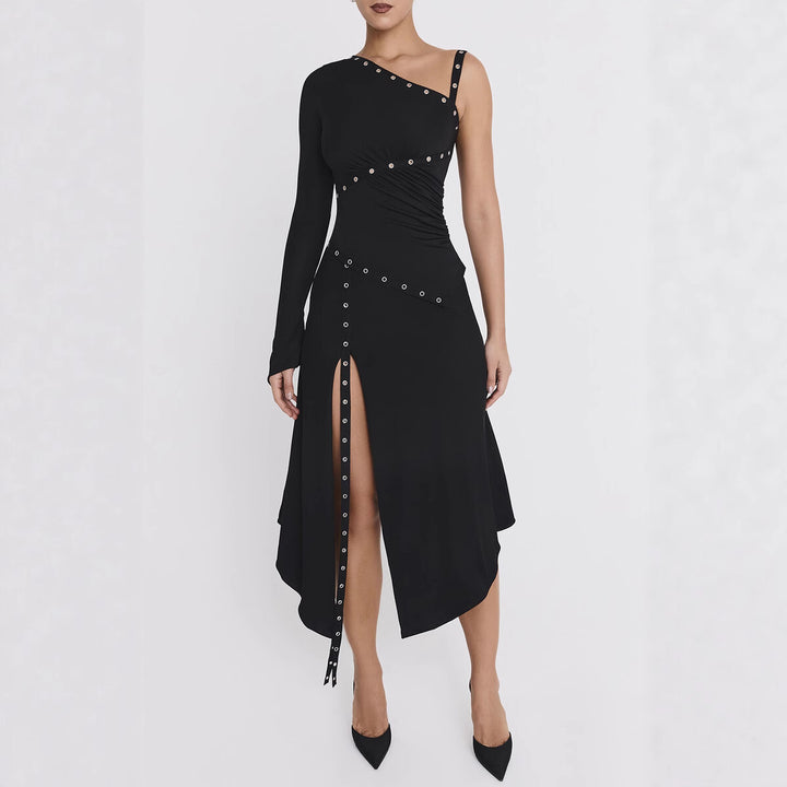 Damen Elegantes Oberteil mit asymmetrischem Schnitt und dekorativen Ösen Echo Archiv
