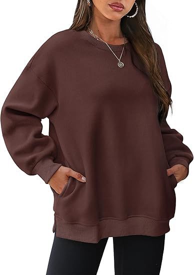 Damen nan lässiger Oversize-Sweatpullover mit seitlichen Eingrifftaschen, geripptem Saum und überschnittener Schulter Echo Archiv