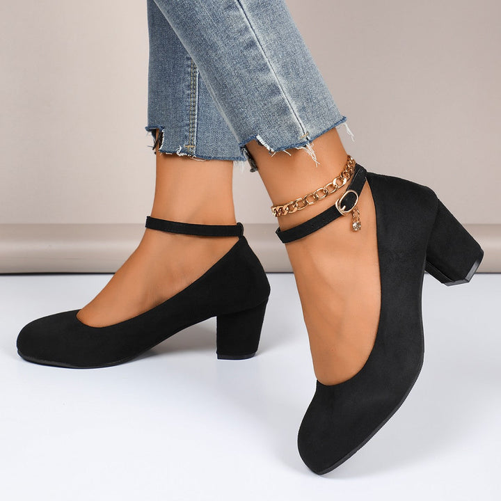 Damen Blockabsatz-Pumps mit verstellbarem Riemen und elegantem Stil Echoarchiv