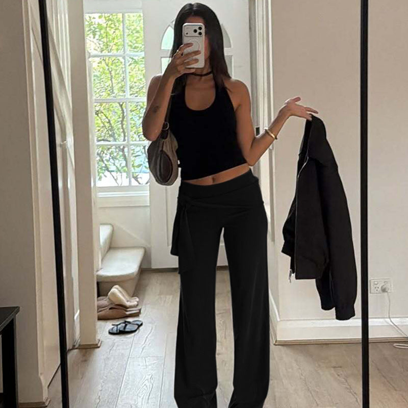 Damen Fließende Palazzohose mit stylischem Wickelband Echo Archiv
