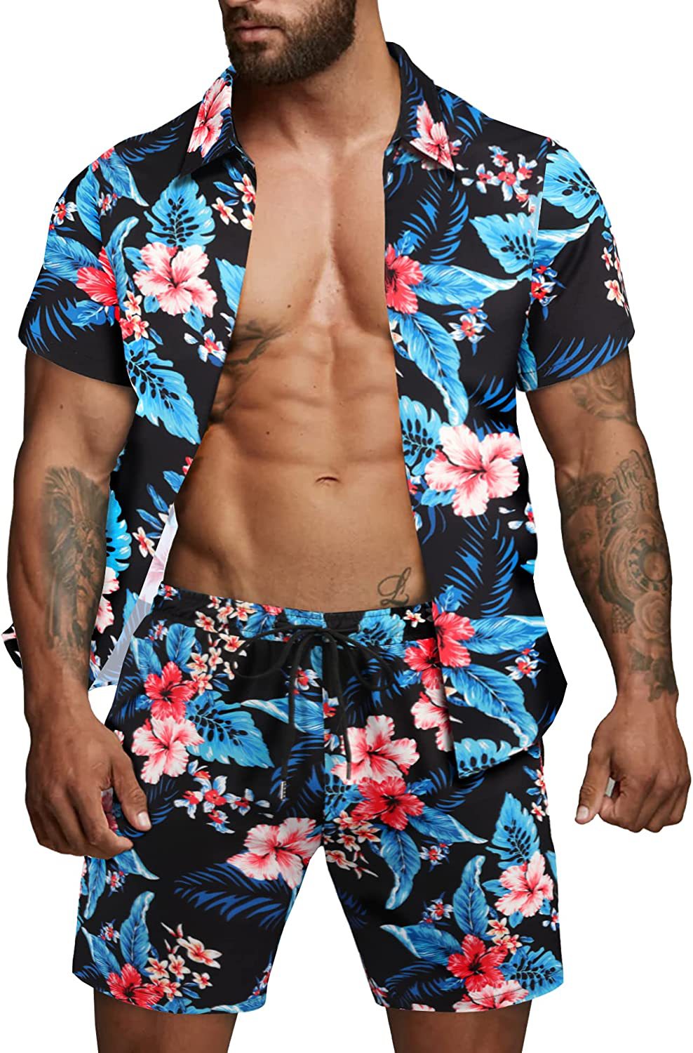 Herren kurzärmliges Hemd und Badeshorts Set Echoarchiv