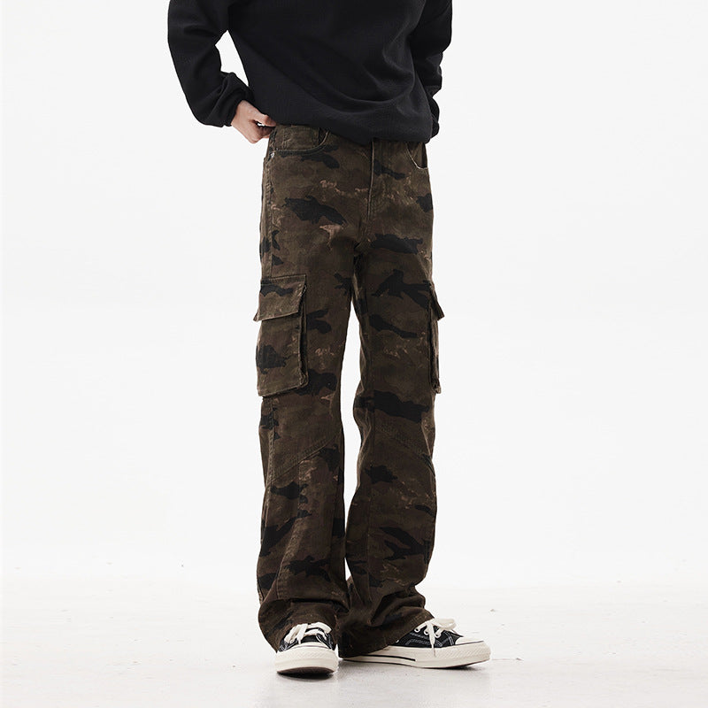 Unisex Cargohose im weiten Marlene-Cut mit Camouflage-Print und großen Pattentaschen Echo Archiv