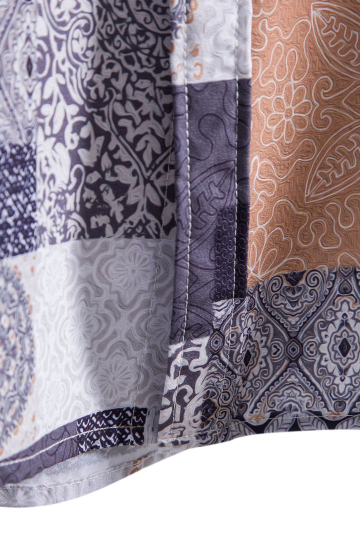 Herren Kurzarmhemd mit einzigartigem Patchwork-Muster Echoarchiv