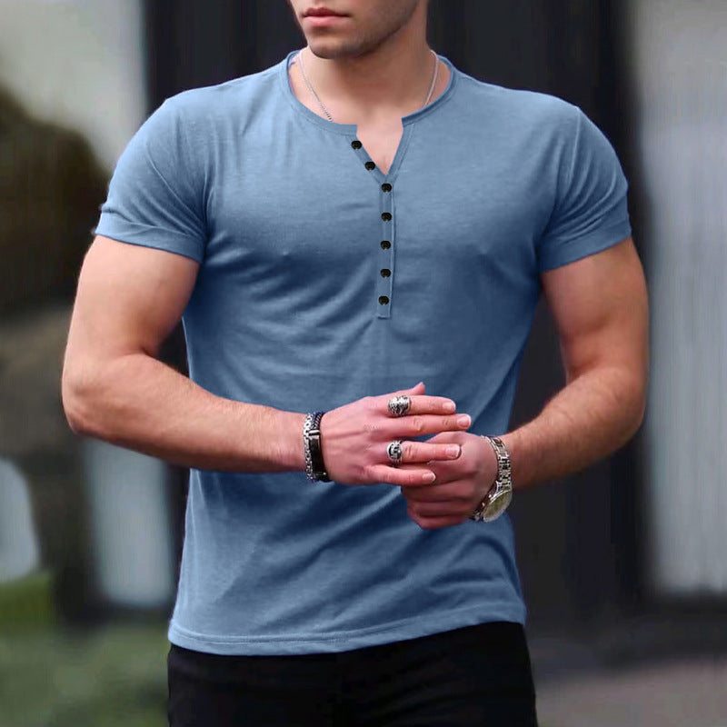 Herren Freizeit Kurzarm Henley T-Shirt Echoarchiv
