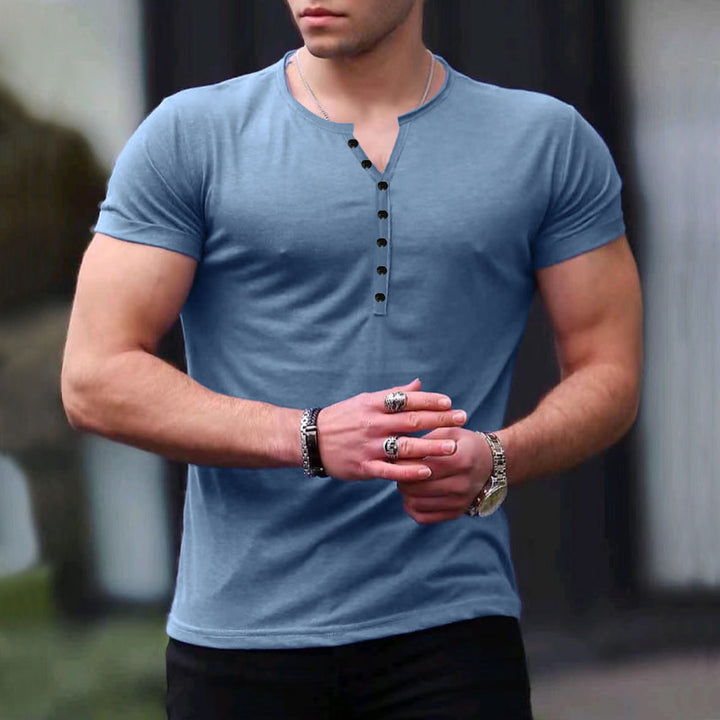 Herren Freizeit Kurzarm Henley T-Shirt Echoarchiv