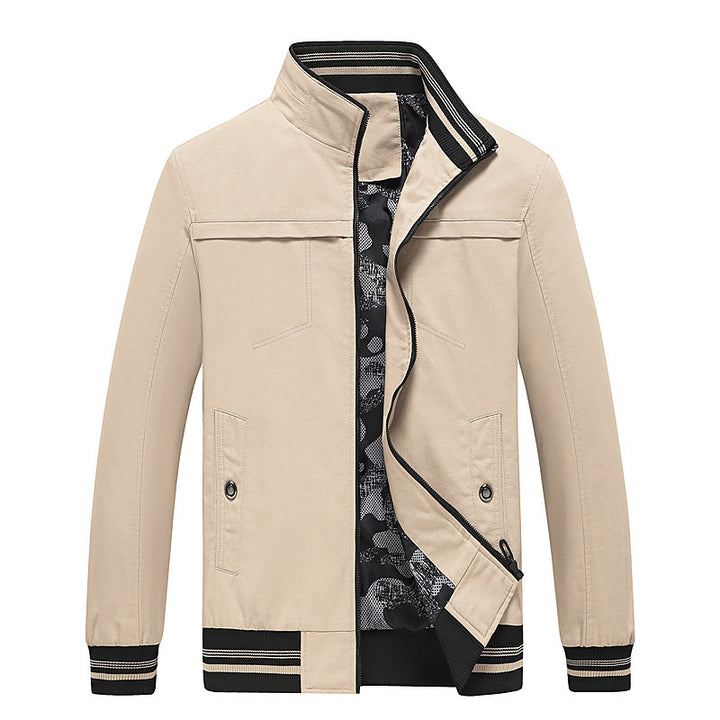Herren Leichter Stehkragen-Blouson mit gestreiften Rippbündchen und Camouflage-Innenfutter Echo Archiv