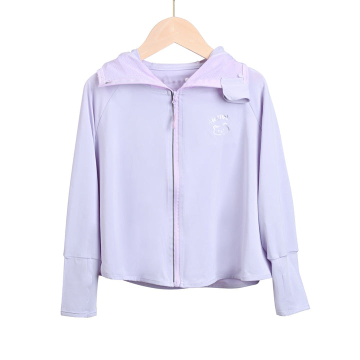 Damen leichte Sportjacke mit Kapuze und dezentem Motiv Echo Archiv