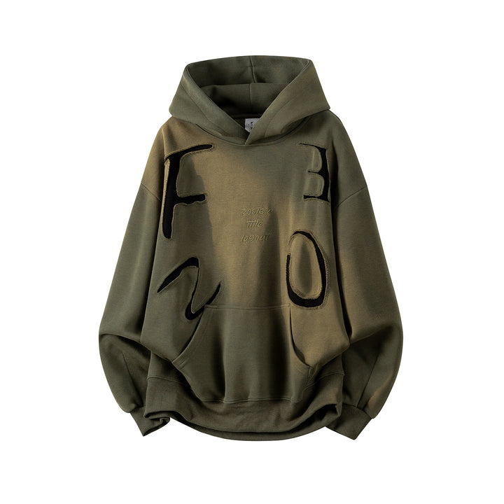 Unisex Oversize Kapuzenpullover mit handschriftlichem Grafik-Print, Kängurutasche & geripptem Saum Echoarchiv