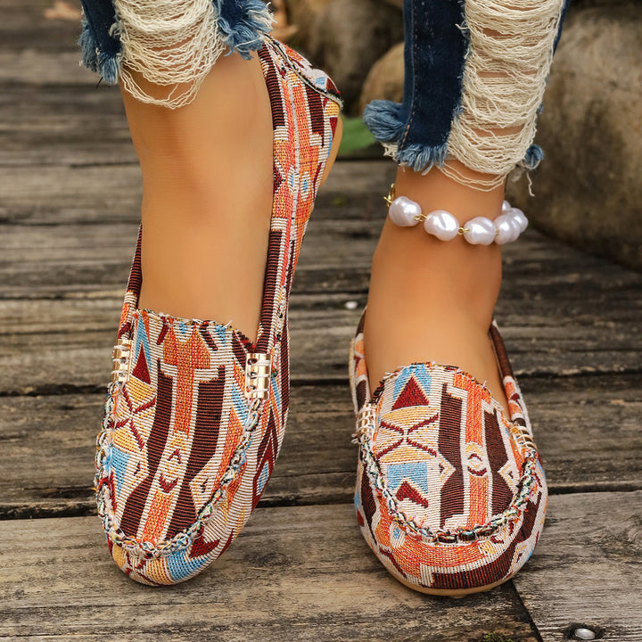 Damen Metallic Mokassin mit Noppenlaufsohle und Ziermetalldetail – Lioré