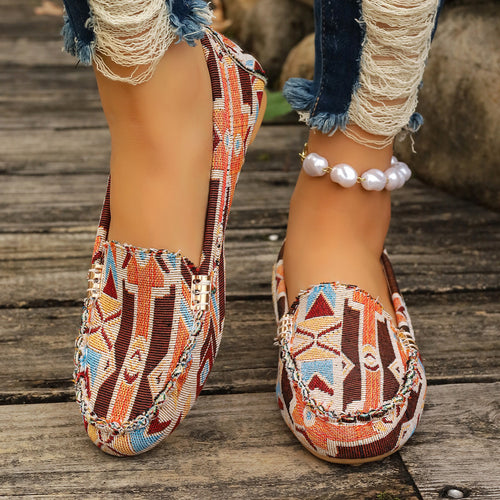 Damen Metallic Mokassin mit Noppenlaufsohle und Ziermetalldetail – Lioré