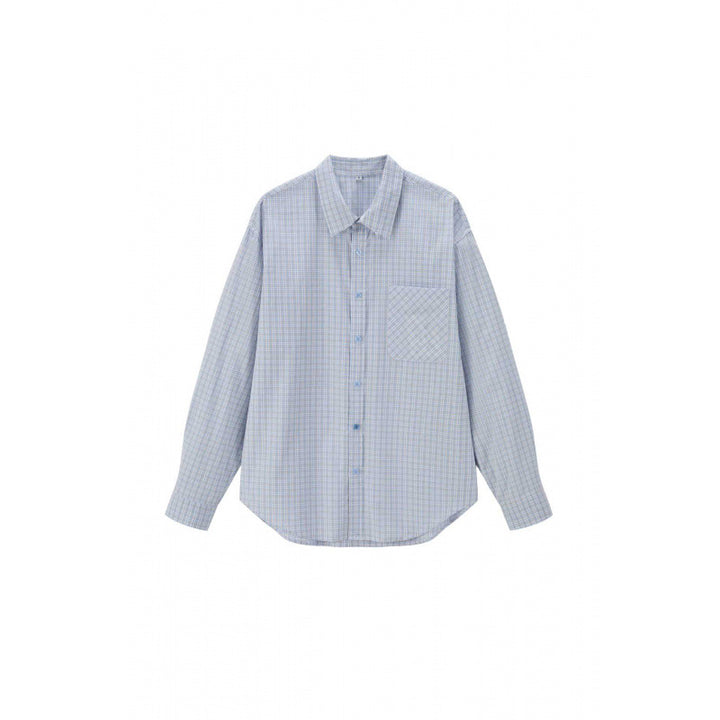 Unisex Weitgeschnittenes kariertes Overshirt mit aufgesetzter Brusttasche und abgerundetem Saum Echo Archiv