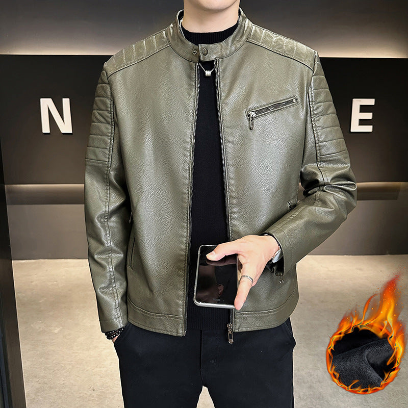 Herren Modische Kunstlederjacke mit Stehkragen Echo Archiv 1788322179
