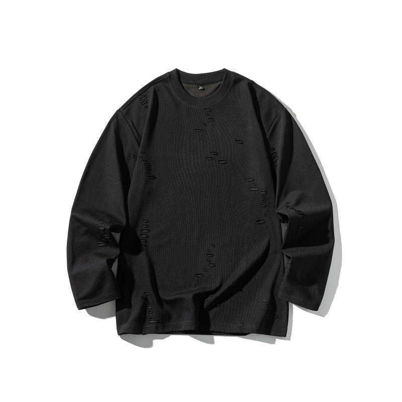 Unisex Oversize-Sweatshirt aus schwerer Baumwollmischung mit Distressed‑Effekt und feiner Waffelstruktur Echoarchiv
