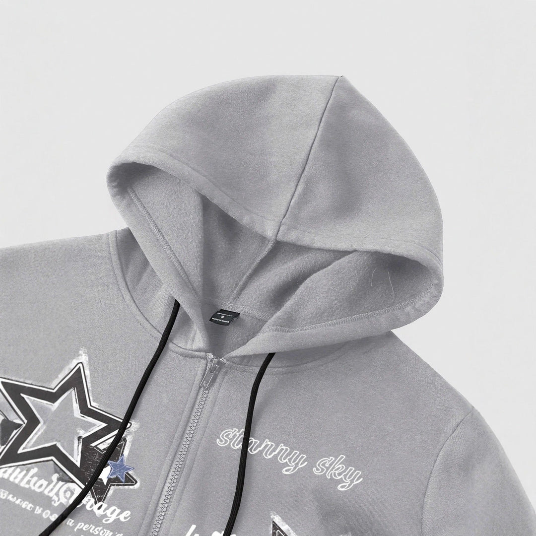 Herren Kapuzenjacke mit praktischem Reißverschluss und stylischem Sternenmotiv Echoarchiv