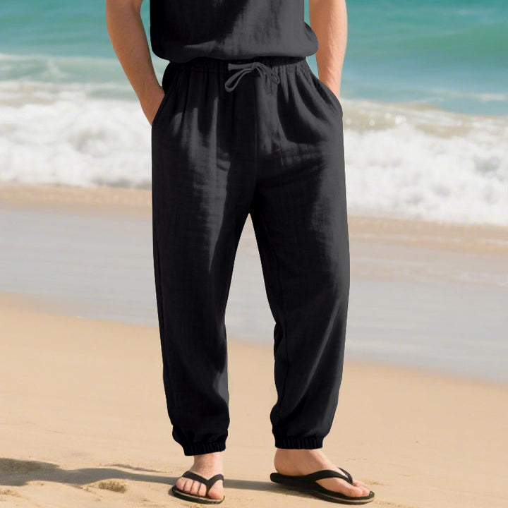 Herren lässige Strandhose aus leichtem, atmungsaktivem Material mit elastischem Bund und praktischen Taschen Echoarchiv
