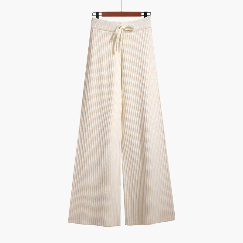 Damen Weit geschnittene Rippstrickhose mit Kordelzug Echo Archiv
