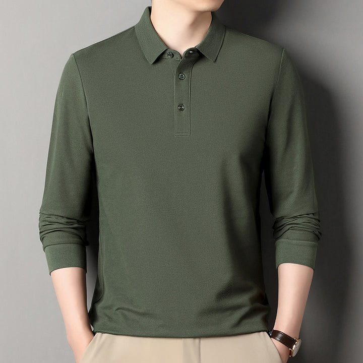 Herren Langarm‑Polo aus atmungsaktivem Baumwoll‑Stretch mit feinem Polokragen Echo Archiv
