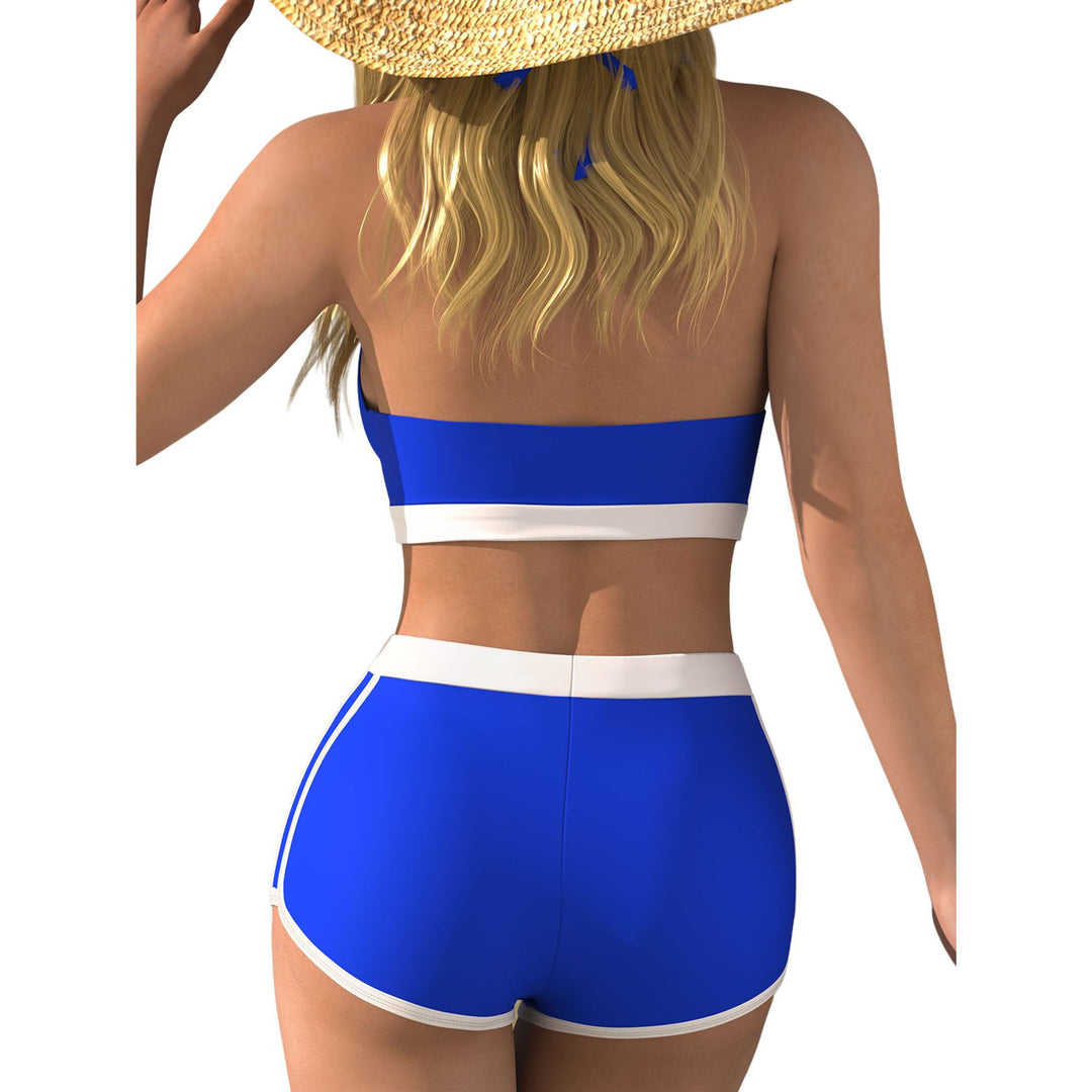 Damen Bikini-Oberteil mit tiefem V-Ausschnitt und knöchellanger Shorts Echo Archiv